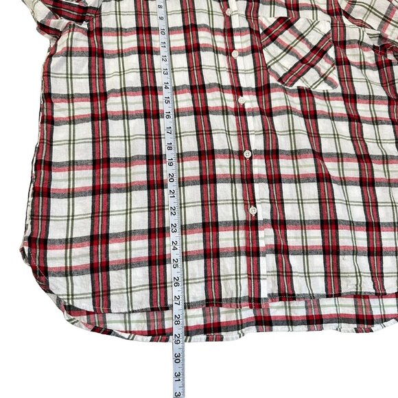 Time And Tru Women Flannel Red-White Button Down Shirt SZ XXL (20) - Picture 6 of 12